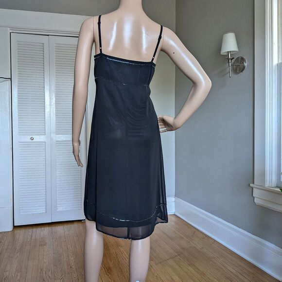 Vintage Y2K Express Black Midi Dress Beaded Evening Whimsigoth Size 9/10 - Picture 11 of 11
